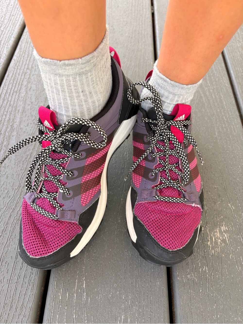 adidas Girls Magenta and Purple Mesh Athletic Sneakers
